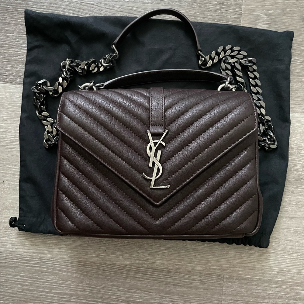 Saint Laurent College Medium Chain Bag Burgundy